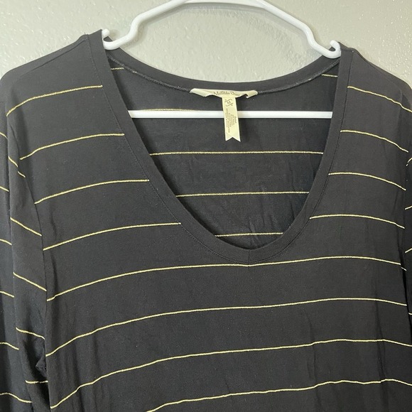 Matilda Jane Top Black Enjoy the Party Tee Gold Striped Peplum Hem - Picture 6 of 6
